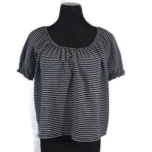 Madewell Texture & Thread Blue White Stripe Peasant Top Women Size Medium